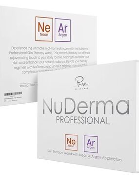 NuDerma Professional Skin Therapy Wand with Neon & Argon Applicators - White